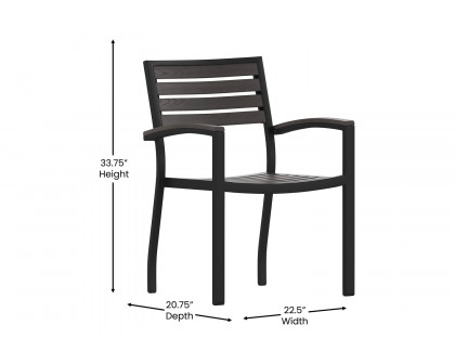 BLNK Lark Commercial Outdoor Black Aluminum Stackable Faux Side Patio Chairs Set of 2 - Gray Wash