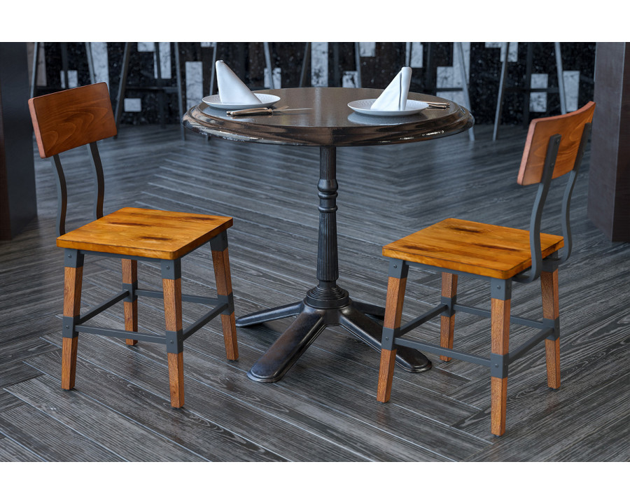 BLNK - Jackson Wood Rustic Antique Walnut Industrial Dining Chair 2 Pack