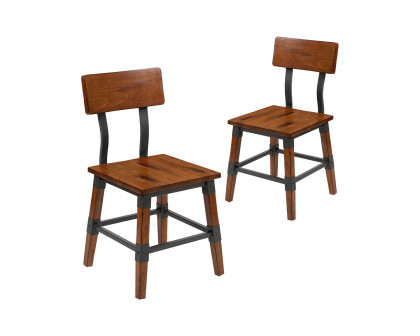 BLNK - Jackson Wood Rustic Antique Walnut Industrial Dining Chair 2 Pack