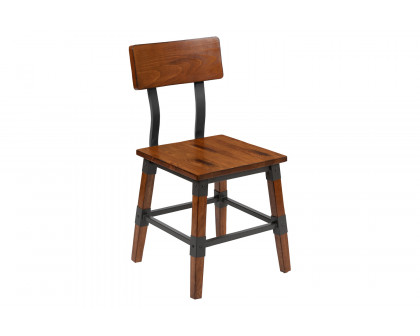 BLNK - Jackson Wood Rustic Antique Walnut Industrial Dining Chair 2 Pack