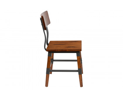 BLNK - Jackson Wood Rustic Antique Walnut Industrial Dining Chair 2 Pack