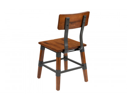 BLNK - Jackson Wood Rustic Antique Walnut Industrial Dining Chair 2 Pack