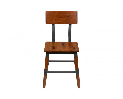 BLNK - Jackson Wood Rustic Antique Walnut Industrial Dining Chair 2 Pack