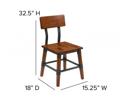 BLNK - Jackson Wood Rustic Antique Walnut Industrial Dining Chair 2 Pack