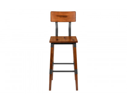 BLNK - Jackson Rustic Antique Walnut Industrial Wood Dining Bar Stool 2 Pack