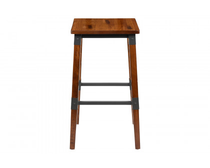 BLNK - Jackson Wood Rustic Antique Walnut Industrial Dining Backless Bar Stool 2 Pack