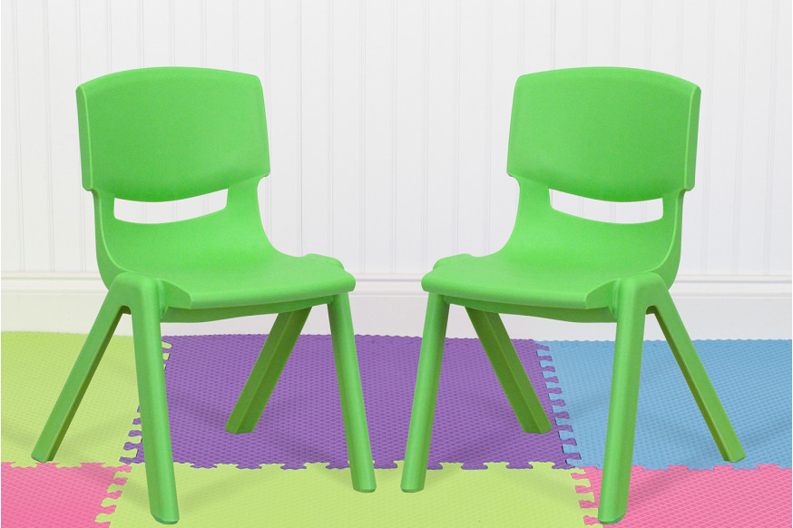 BLNK™ Whitney Plastic Stackable School Chair 2 Pack - Green, 12"H Seat