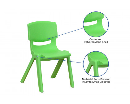 BLNK™ Whitney Plastic Stackable School Chair 2 Pack - Green, 12"H Seat