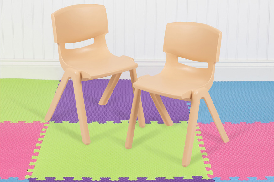 BLNK™ Whitney Plastic Stackable School Chair 2 Pack - Natural, 12"H Seat