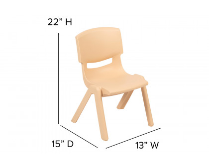 BLNK™ Whitney Plastic Stackable School Chair 2 Pack - Natural, 12"H Seat