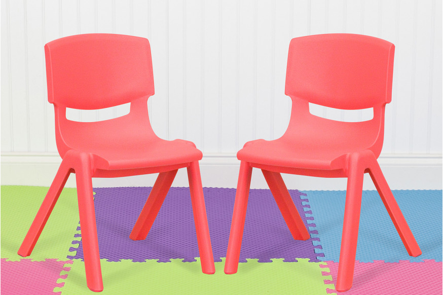 BLNK™ Whitney Plastic Stackable School Chair 2 Pack - Red, 12"H Seat