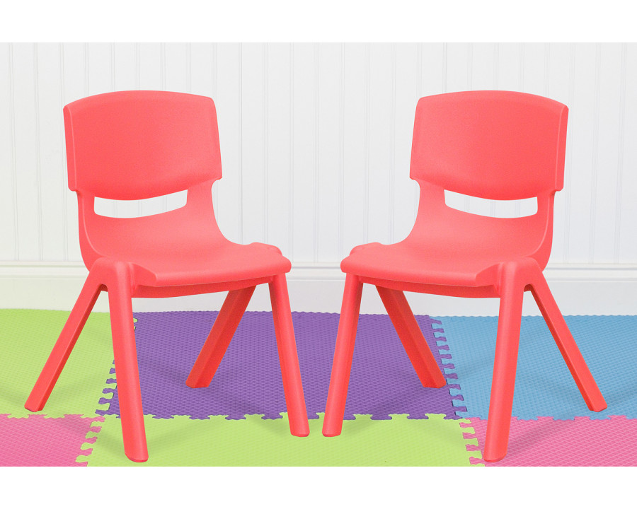 BLNK Whitney Plastic Stackable School Chair 2 Pack - Red, 12"H Seat