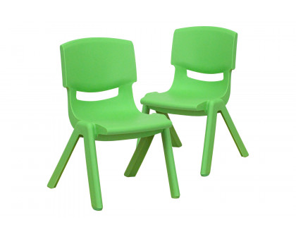 BLNK™ Whitney Plastic Stackable School Chair 2 Pack - Green, 10.5"H Seat