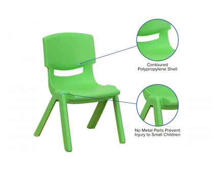 BLNK™ Whitney Plastic Stackable School Chair 2 Pack - Green, 10.5"H Seat