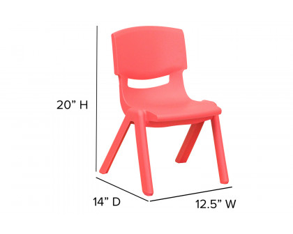 BLNK™ Whitney Plastic Stackable School Chair 2 Pack - Red, 10.5"H Seat