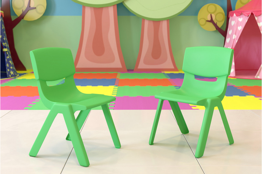 BLNK™ Whitney Plastic Stackable School Chair 2 Pack - Green, 13.25"H Seat