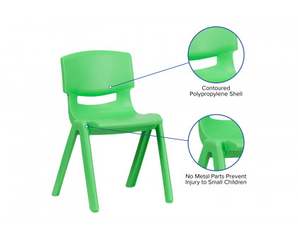 BLNK™ Whitney Plastic Stackable School Chair 2 Pack - Green, 13.25"H Seat