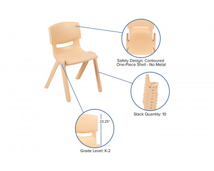 BLNK™ Whitney Plastic Stackable School Chair 2 Pack - Natural, 13.25"H Seat