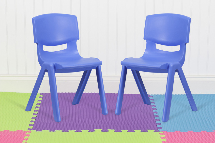 BLNK™ Whitney Plastic Stackable School Chair 2 Pack - Blue, 15.5"H Seat