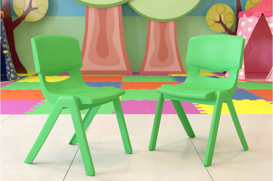 BLNK™ Whitney Plastic Stackable School Chair 2 Pack - Green, 15.5"H Seat