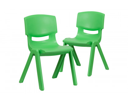 BLNK™ Whitney Plastic Stackable School Chair 2 Pack - Green, 15.5"H Seat