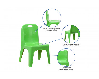 BLNK™ Whitney Plastic Stackable School Chair with Carrying Handle 2 Pack - Green