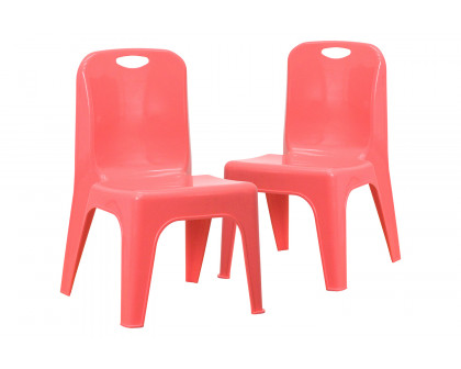 BLNK™ Whitney Plastic Stackable School Chair with Carrying Handle 2 Pack - Red