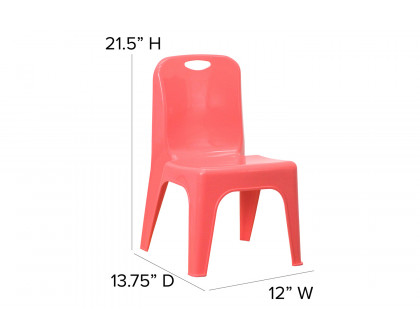 BLNK™ Whitney Plastic Stackable School Chair with Carrying Handle 2 Pack - Red