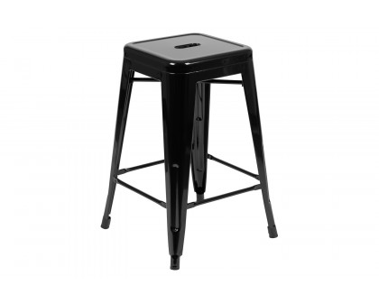 BLNK Cierra Metal Counter-Height Indoor Bar Stool Set of 4 - Black