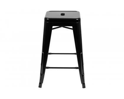 BLNK Cierra Metal Counter-Height Indoor Bar Stool Set of 4 - Black