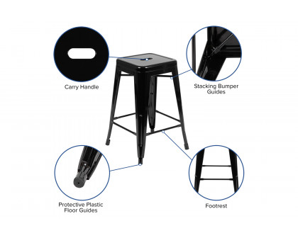 BLNK Cierra Metal Counter-Height Indoor Bar Stool Set of 4 - Black