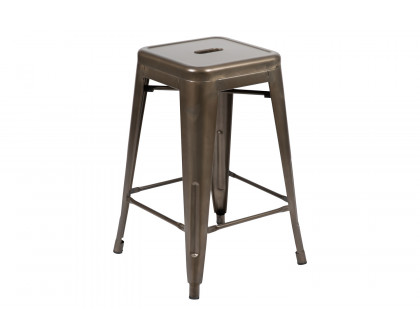 BLNK Cierra Metal Counter-Height Indoor Bar Stool Set of 4 - Gun Metal Gray