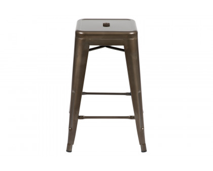 BLNK Cierra Metal Counter-Height Indoor Bar Stool Set of 4 - Gun Metal Gray