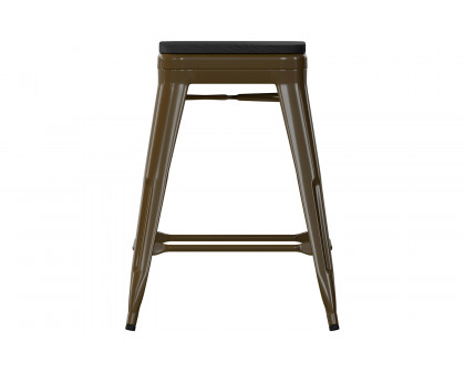 BLNK Cierra Commercial Metal Backless Indoor Counter Height Stools with All-Weather Poly Resin Seats Set of 4 - Gunmetal