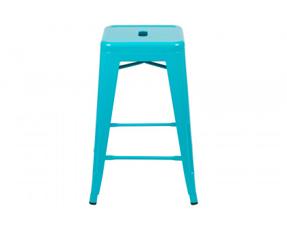 BLNK Cierra Metal Counter-Height Indoor Bar Stool Set of 4 - Teal