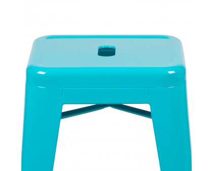 BLNK Cierra Metal Counter-Height Indoor Bar Stool Set of 4 - Teal