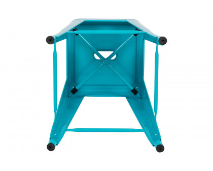 BLNK Cierra Metal Counter-Height Indoor Bar Stool Set of 4 - Teal