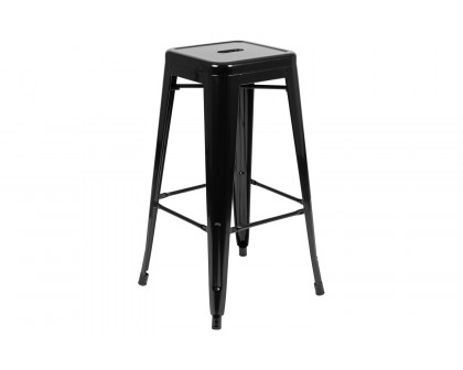 BLNK Cierra Metal Indoor Bar Stool Set of 4 - Black