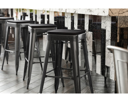 BLNK Cierra Commercial All-Weather Backless Indoor Bar Height Stools with Poly Resin Seats Set of 4