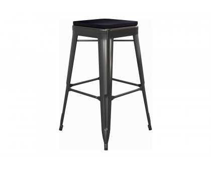 BLNK Cierra Commercial All-Weather Backless Indoor Bar Height Stools with Poly Resin Seats Set of 4 - Black