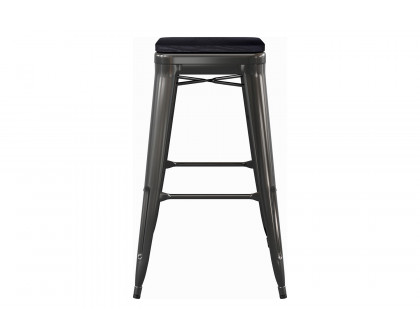 BLNK Cierra Commercial All-Weather Backless Indoor Bar Height Stools with Poly Resin Seats Set of 4 - Black