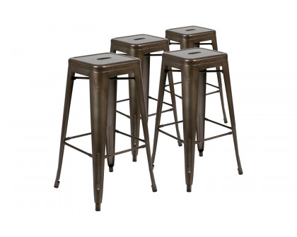 BLNK Cierra Metal Indoor Bar Stool Set of 4 - Gun Metal Gray