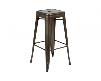 BLNK Cierra Metal Indoor Bar Stool Set of 4 - Gun Metal Gray