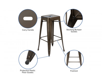 BLNK Cierra Metal Indoor Bar Stool Set of 4 - Gun Metal Gray