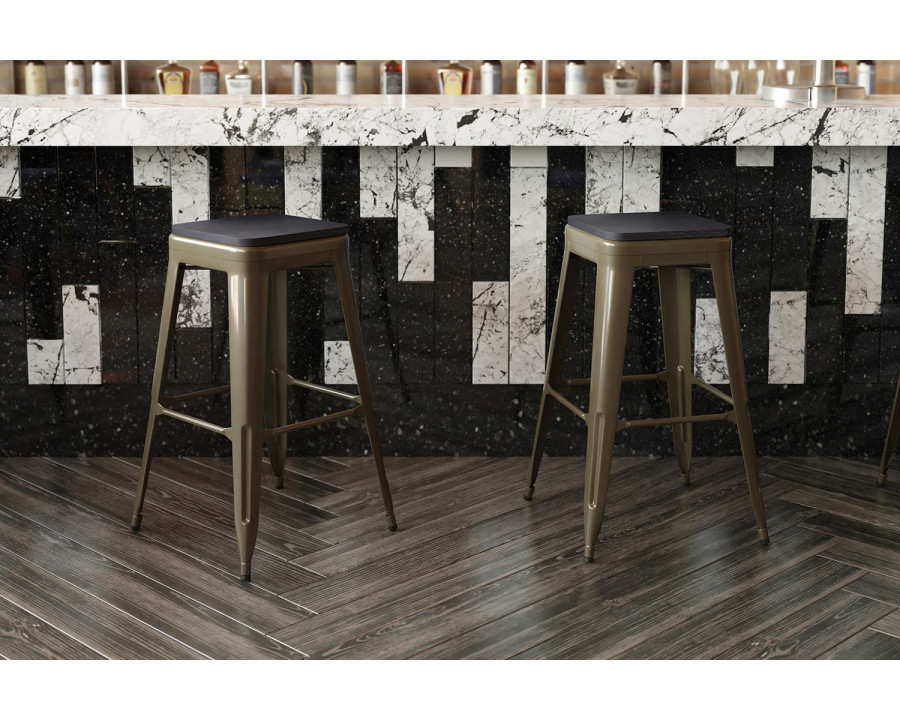 BLNK Cierra Commercial All-Weather Backless Indoor Bar Height Stools with Poly Resin Seats Set of 4