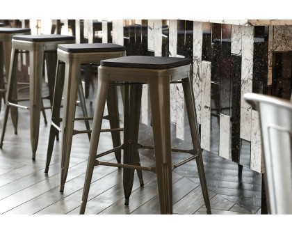 BLNK Cierra Commercial All-Weather Backless Indoor Bar Height Stools with Poly Resin Seats Set of 4