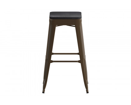 BLNK Cierra Commercial All-Weather Backless Indoor Bar Height Stools with Poly Resin Seats Set of 4 - Gunmetal/Black