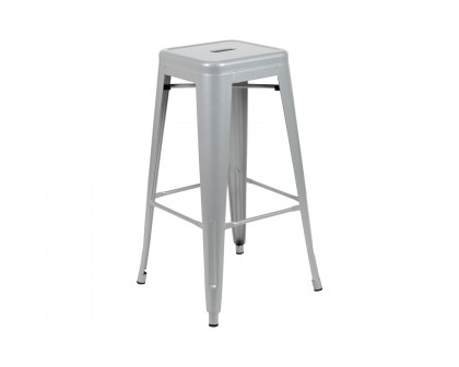 BLNK Cierra Metal Indoor Bar Stool Set of 4 - Silver