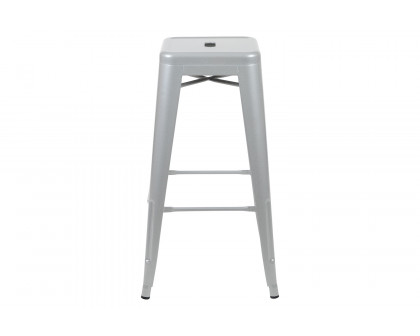 BLNK Cierra Metal Indoor Bar Stool Set of 4 - Silver