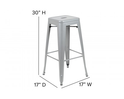 BLNK Cierra Metal Indoor Bar Stool Set of 4 - Silver